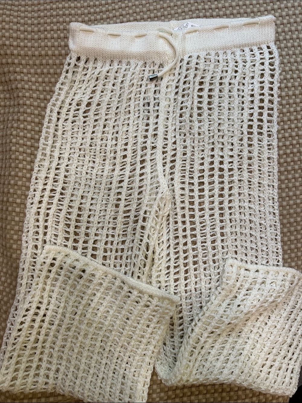 NWOT Cream Crochet Net Beach Pants